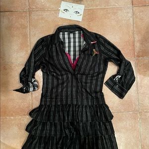 Theory2 ruffle shirt dress.Dropwaist.Buffalo plaid